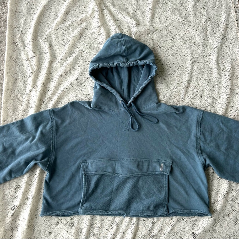 Free People Movement Beachy Cropped hoodie blue size small - Picture 3 of 9